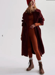 Vermont Sherpa Wrap Coat Red Chocolate