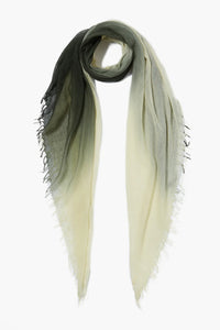 Kombu Green Dip Dyed Cashmere And Silk Scarf