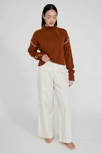 Annie Cashmere Sweater in Saddle Brown