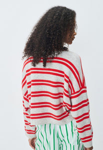 Raxow Knit Heather Grey Strawberry Stripes