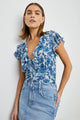 Carmine Floral Blouse in Chambray