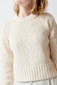Marled Cotton Blend Crewneck Ivory