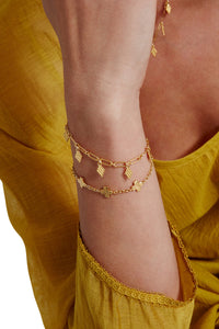 Textured Cross Link Bracelet Yellow Gold