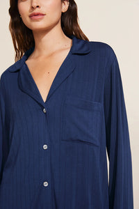 Gisele Rib Long Sleeve Pajama Set in Navy