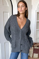 Cozy Cable Cardigan in Charcoal Alpaca