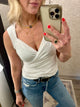 Azura Short Sleeve Wrap Top in White