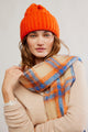 Highland Plaid Skinny Scarf Ivory Combo