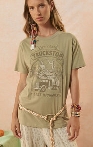 Mermaid Truckstop Biker Tee - Khaki