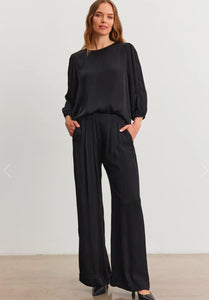 Rhetta Satin Pant in Black