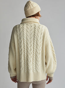 Daria Half Zip Cable Knit Winter White