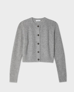 Cashmere Waffle Cardigan Graphite Heather