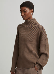 Mayfair Mock Neck Knit in Shiitake Marl