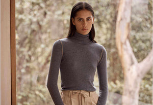 Seamed Turtleneck in Grey