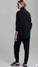 Meredith Longline Henley Sweatshirt in Black