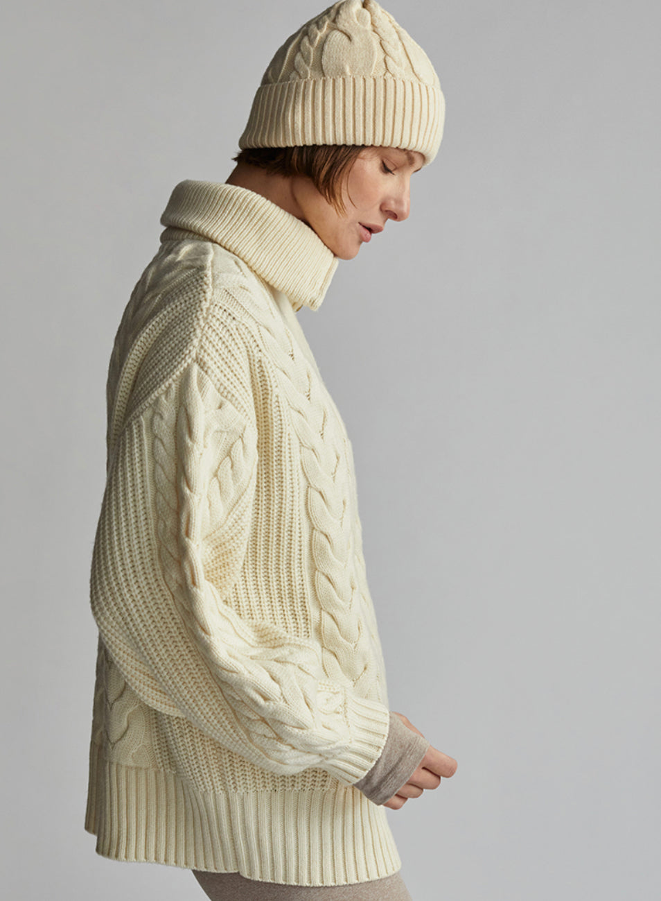 Daria Half Zip Cable Knit Winter White Blush Boutique AK