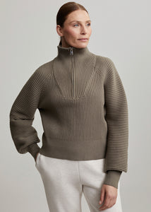 Reid Half Zip Knit in Gravity Sage