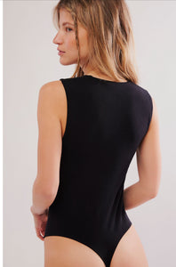 Luna Square Neck Bodysuit Black