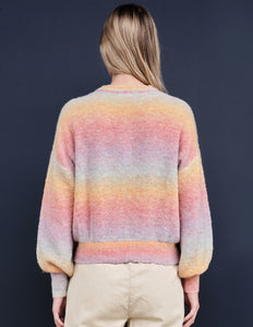 Puff Sleeve Crewneck Sweater in Sunset