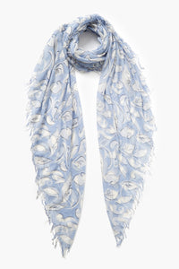 Printed Cashmere Silk Scarf in Arctic Ice