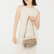 Daniel Crossbody Clutch Small Pewter Brushed Gold Red Zip