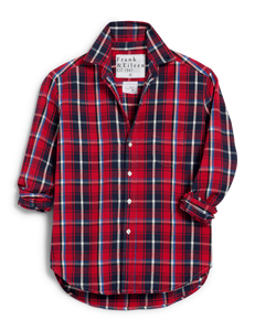 Eileen Italian Flannel Red Navy Plaid