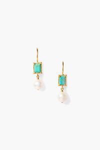 Bordeaux Pearl Earrings Turquoise Mix