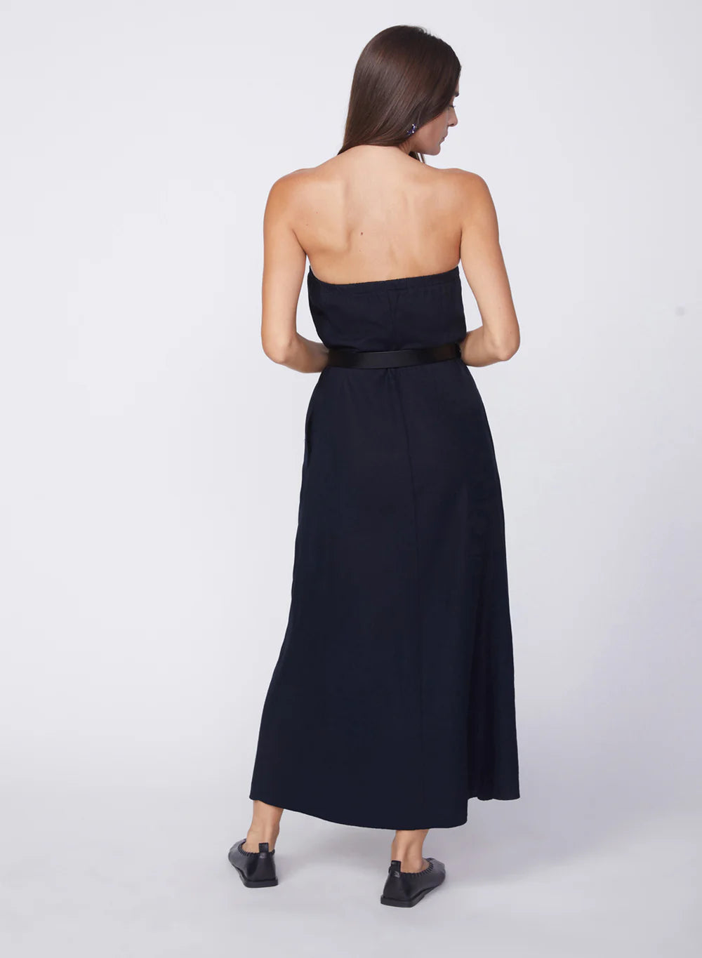 Linen Column Maxi Dress in New Navy Blush Boutique AK Linen Column Maxi Dress in New Navy Blush Boutique AK