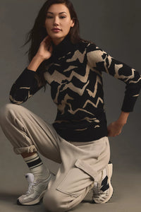 Boyd Merino Turtleneck Knit Mono Abstract Mountain