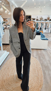 Quinn Blazer Black Grey Plaid