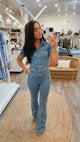 Jayde Flare Jumpsuit in Sunburst Blue