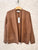 Cashmere Ribbed Open Cardigan in Saddle Brown