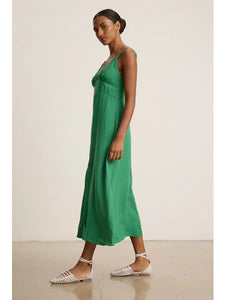 Janet Button Up Dress in Emerald