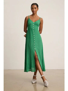 Janet Button Up Dress in Emerald