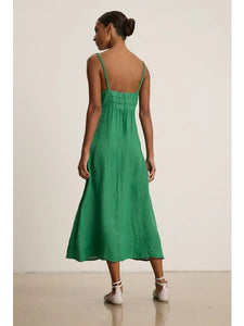 Janet Button Up Dress in Emerald