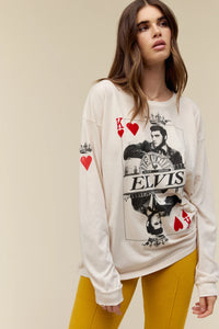 Sun Records X Elvis King Of Hearts Long Sleeve In Dirty White