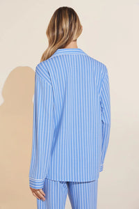 Gisele Printed Long PJ Set- Nordic Stripes Vista Blue
