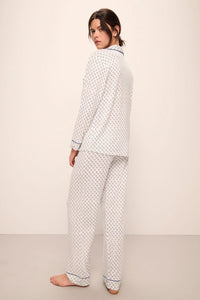 Gisele Printed TENCEL™ Modal Long PJ Set in Petite Batik Ivory/Denim Blue