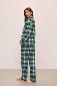 Flannel Long PJ Set in Tartan Plaid Forest Green