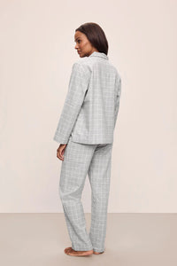 Flannel Long PJ Set in Wintercheck Heather Grey/Ivory