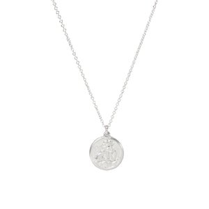 Modern Guardian Angel Coin Necklace Sterling Silver