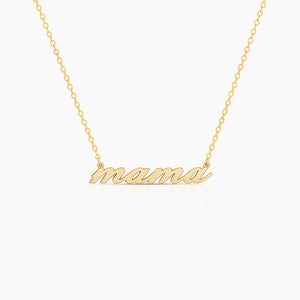 Mama Script Necklace Gold