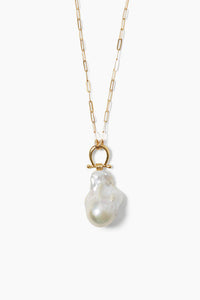 Cheval Pendant Necklace Gold White Pearl