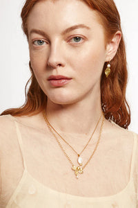 Sylve Necklace Citrine White Pearl Drop