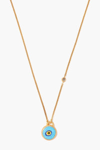 Turquoise Evil Eye Necklace With Champagne Diamond