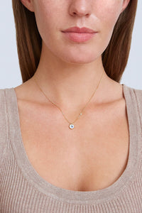White Evil Eye Necklace With Champagne Diamond