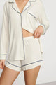 Gisele Long Sleeve Short PJ Set Ivory Navy