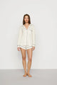 Gisele Long Sleeve Short PJ Set Ivory Navy