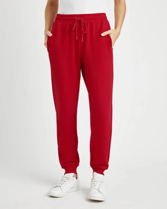 Tia Soft Fleece Jogger in Ruby Red