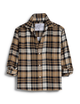 Silvio Untuckable Italian Flannel Shirt in Sand and Camel with Black Plaid