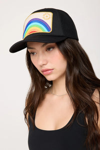 Rainbow Trucker Hat in Black